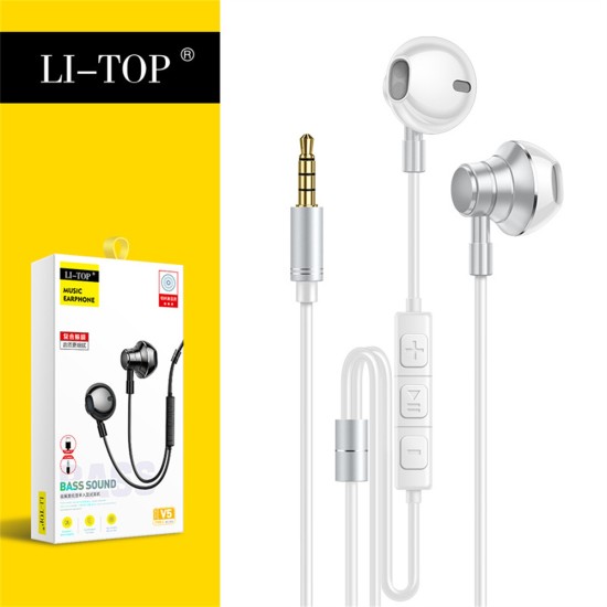 V5 In-ear Headset Android Smart Wire Control Call Earphone Heavy Bass Hifi Headphones with Microphone Black 3.5mm