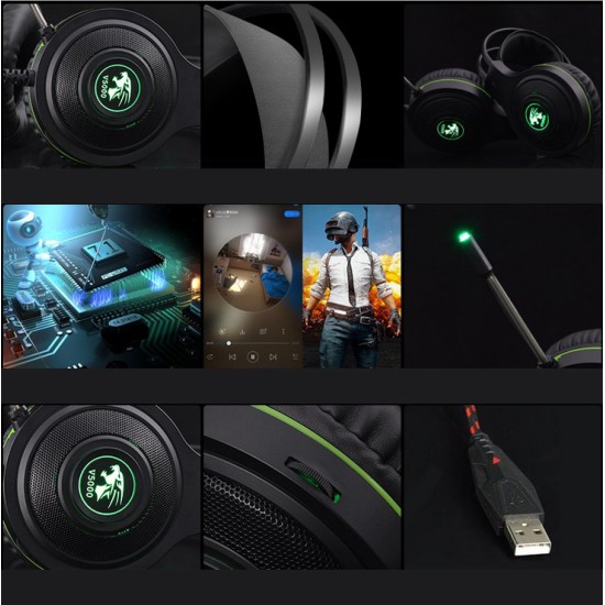 V5000 Gaming Headphones 7.1 Channel with Microphone Game Headset Over Ear 3.5 plug (luminous version)