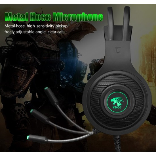 V5000 Gaming Headphones 7.1 Channel with Microphone Game Headset Over Ear 3.5 plug (luminous version)