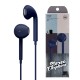 Wire-controlled Headset with Microphone In-line Subwoofer Music Earbuds Hands-free Calling Ergonomic Headphone Navy Blue