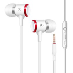 Wired  Headphones Game Dynamic Stereo Headset With Microphone Stable Plug Transmission Wire Control In-ear Sports Earplugs E3 white