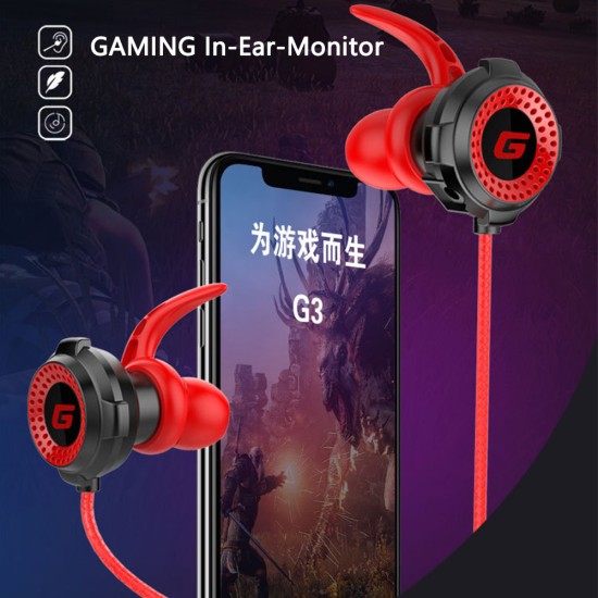 Wired Gaming Headset Portable Stereo In-ear Headphones for iPhone Huawei Samsung Xiaomi Red