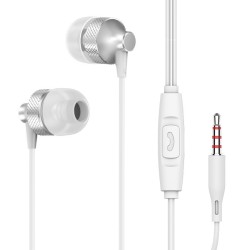 Wired Headphones with Microphone Ergonomic In-ear Hi-Fi Music Sports Earbuds Gaming Headset Silver