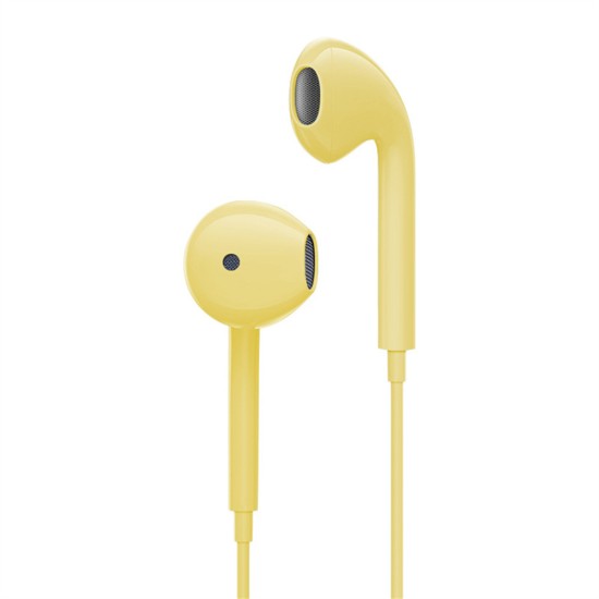 Wired Headphones with Microphone Hands-free Calls Subwoofer Music Earplugs Earphones Yellow