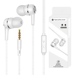 Wired Headset Earphone with Microphone Hands Free for Tablet PC Phone white