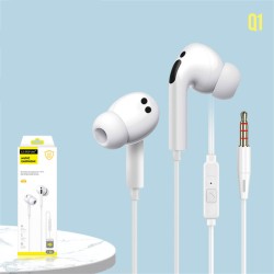 Wired In-ear Headset with Microphone 3.5mm Universal Earbuds White