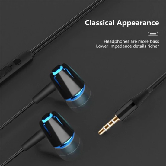 Wired Subwoofer Headphones Bass Stereo In-ear Earbuds with Mic Hands-free Calling Phone Headset Black Purple