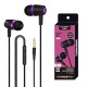 Wired Subwoofer Headphones Bass Stereo In-ear Earbuds with Mic Hands-free Calling Phone Headset Black Purple