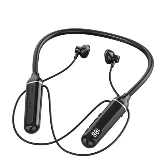 Wireless Bluetooth  Headset with Digital Display Half In-ear Sports Stereo Hanging Neck Headphones Green