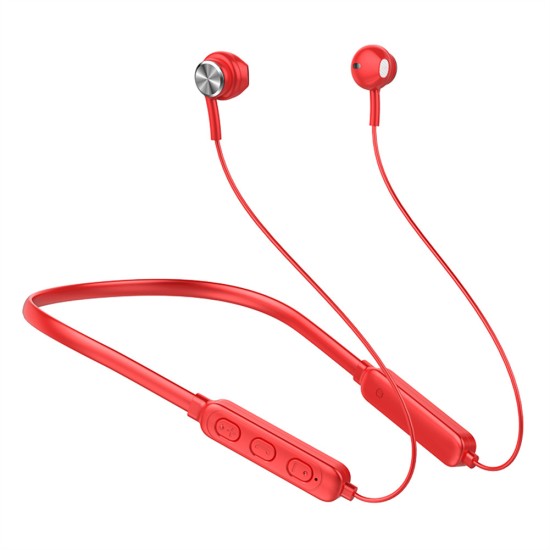 Wireless Bluetooth 5.1 Headphones Stereo Noise Cancelling Neckband Headset Sports Earbuds with Microphone Red