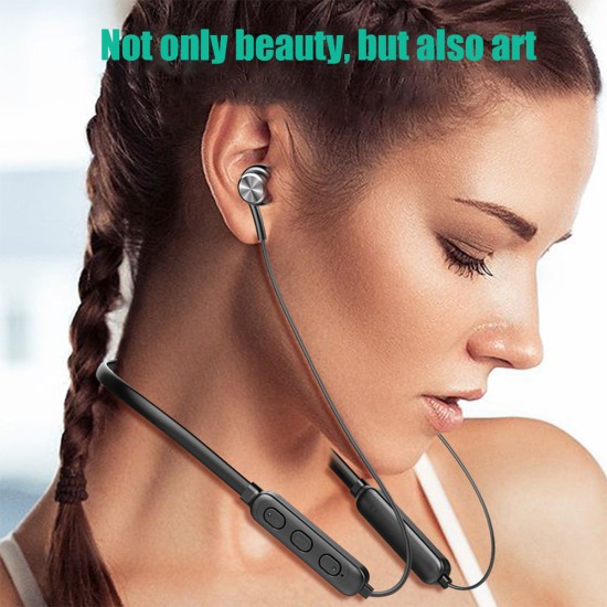 Wireless Bluetooth 5.1 Headphones Stereo Noise Cancelling Neckband Headset Sports Earbuds with Microphone White