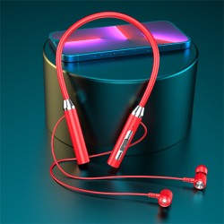 Wireless Bluetooth 5.2 Headphones Hanging Neck Stereo Noise Cancelling Universal Sports Headset with Microphone Red