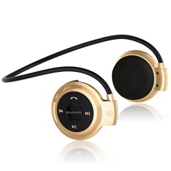 Wireless Bluetooth Headphones FM Radio Sport Music Stereo Earpics Micro SD Card Slot Headset Gold