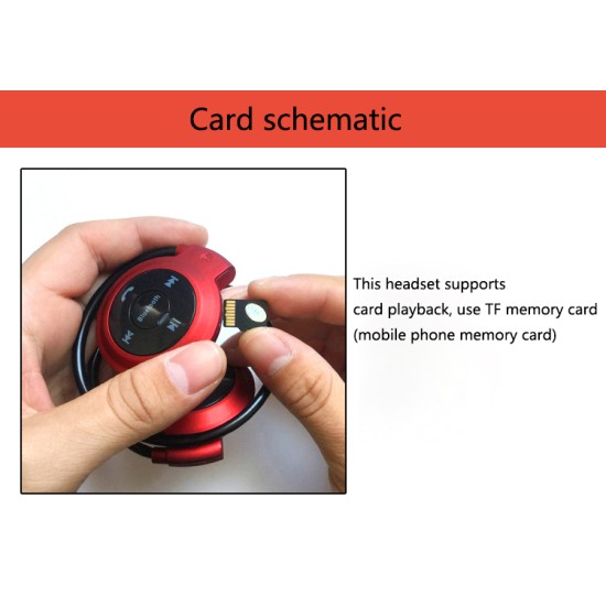 Wireless Bluetooth Headphones FM Radio Sport Music Stereo Earpics Micro SD Card Slot Headset red