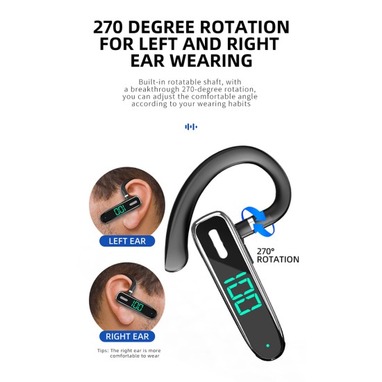 Wireless Bluetooth Headset K50 Hanging Ear Enc Call Noise Reduction Digital Display Black