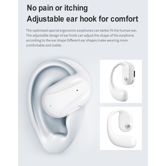 Wireless Bluetooth-compatible Headphones Ear Hook Gaming Headset with Mic Ipx4 Waterproof Sports Earphones White