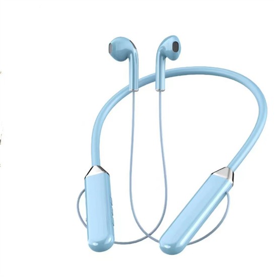 Wireless Bluetooth-compatible Headset Led Digital Display Stereo Sports Neck-mounted Earphone Blue