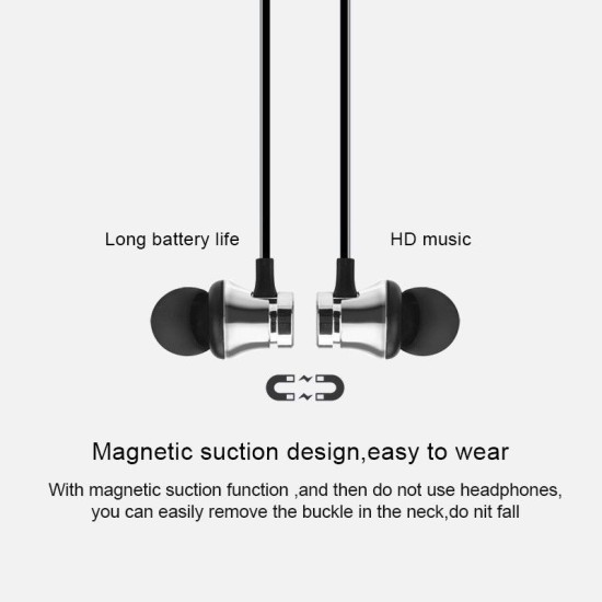 XT11 Magnetic Bluetooth 4.2 Earphone Sport Running Wireless Neckband Headset Headphone with Mic Stereo Music for Android Gold