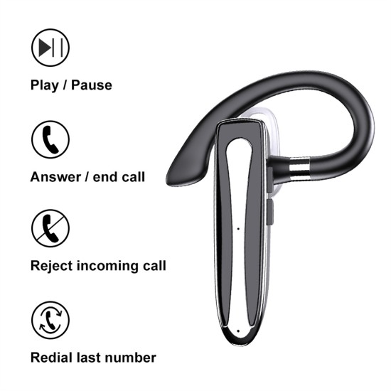 Yyk530 Bluetooth Earphone Ear-mounted Digital Display True Stereo Wireless Headset with Charging Bin Black