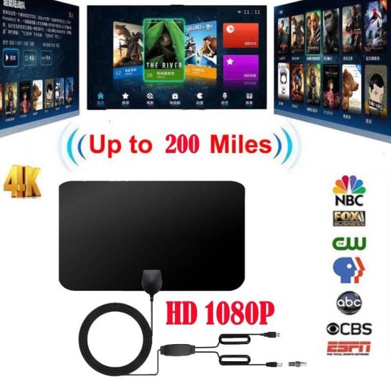 1080P 200 Mile Range Antenna TV Digital HD Skywire 4K Antena Digital Indoor HDTV