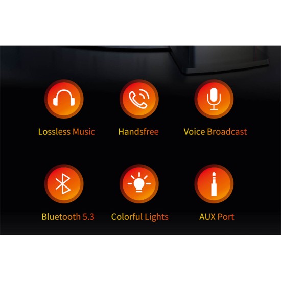 3.5aux Bluetooth 5.3 Audio Receiver with Colorful Led Backlight Wireless Music Audio Transmitter Adapter Black