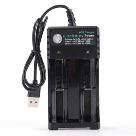 3.7V 18650 Charger Li-ion Battery USB Independent Charging Portable 18350 16340 14500 Battery Charger Two slots