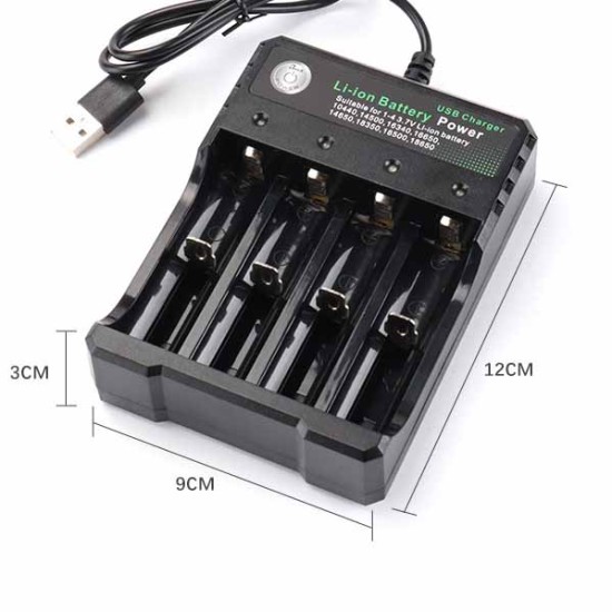 3.7V 18650 Charger Li-ion Battery USB Independent Charging Portable 18350 16340 14500 Battery Charger Four slots