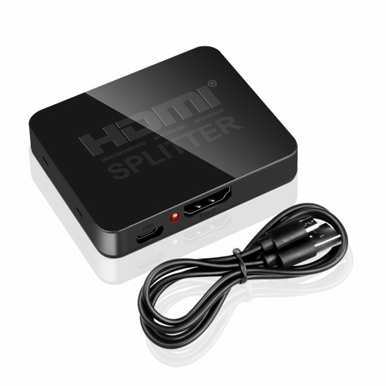 4k Mini HD Splitter Full HD 1080p Video Hdmi Switcher 1 In 2 Out Amplifier Dual Display Black