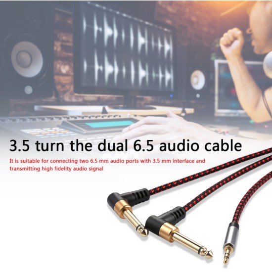 Audio Cable Adapter Jack 3.5mm to Dual 6.35mm Aux Corporal Mono 6.5 Jack to Male 3.5mm Mixer Cable Jack Divider 2 meters