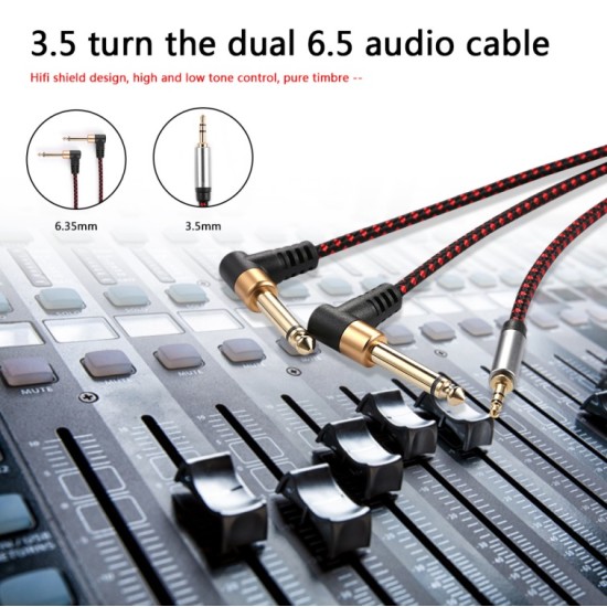 Audio Cable Adapter Jack 3.5mm to Dual 6.35mm Aux Corporal Mono 6.5 Jack to Male 3.5mm Mixer Cable Jack Divider 2 meters