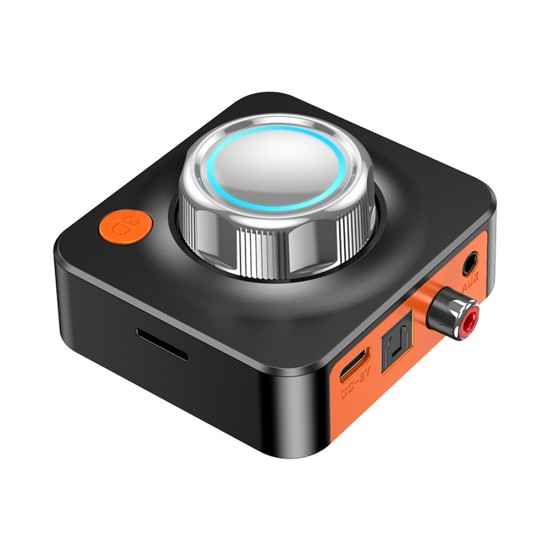 Bluetooth 5.1 Audio Receiver 3D Stereo Music Wireless Adapter Digital Audio Output Fiber Coaxial Mp3 Playback Orange