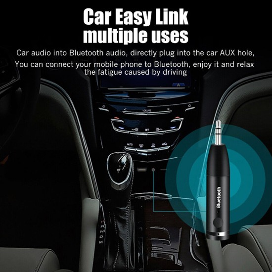 Car Wireless Receiver Bluetooth 5.0 Aux Audio Stereo Music 3.5mm Output Home Audio Adapter Black