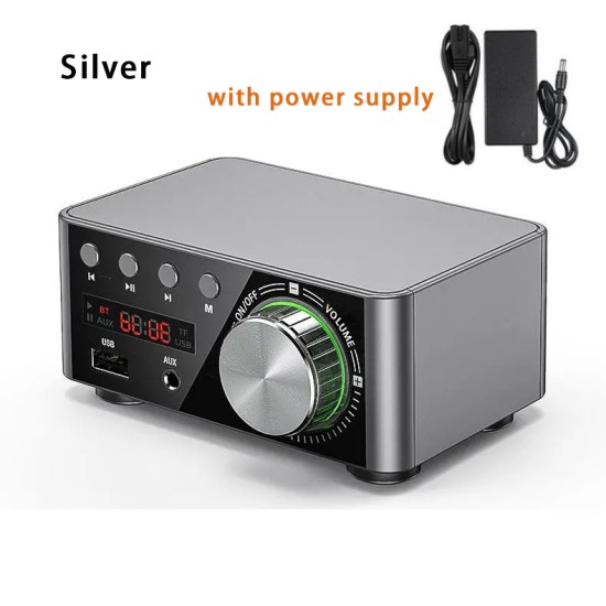 Douk Audio Mini TPA3116 Power Amplifier Bluetooth 5.0 Receiver Stereo Home Car Audio Amp USB U-disk Music Player Silver