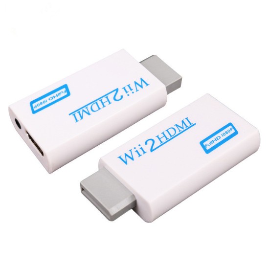 For Wii to HDMI Converter Full HD 1080P Wii to HDMI Wii2HDMI Converter 3.5mm Audio For PC HDTV Monitor Display white