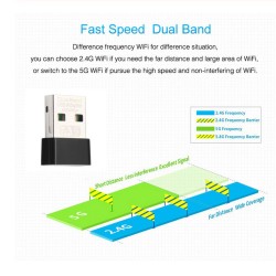 Mini Receiver Transmitter Dual-band Ac600mbps Wireless Network Card 2.4g and 5.8g Wireless Wifi Receiver Transmitter black