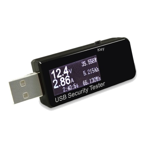 USB Tester DC Voltmeter 5-30V Volt Meter Charger Capacity Indicator Time Display Mobile Battery Power Detector black