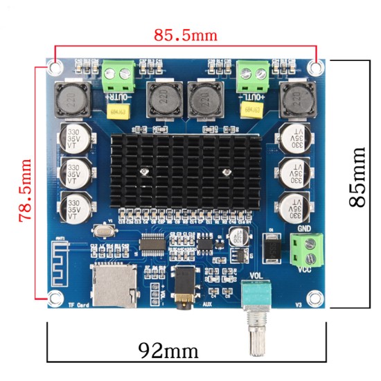 XH-A105 Bluetooth 5.0 TDA7498 Digital Amplifier Board 2x100W Stereo Audio AMP Module Support TF Card AUX board + shell