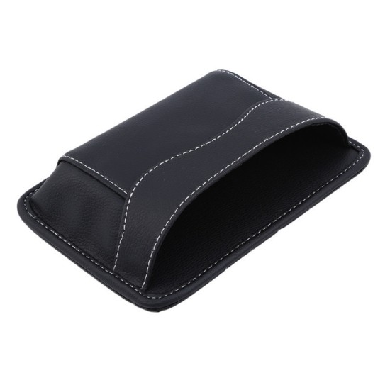 Leather Car Storage Pouch Multifunctional Hanging Bag Mobile Phone Case Storage Bag Storage Box Black