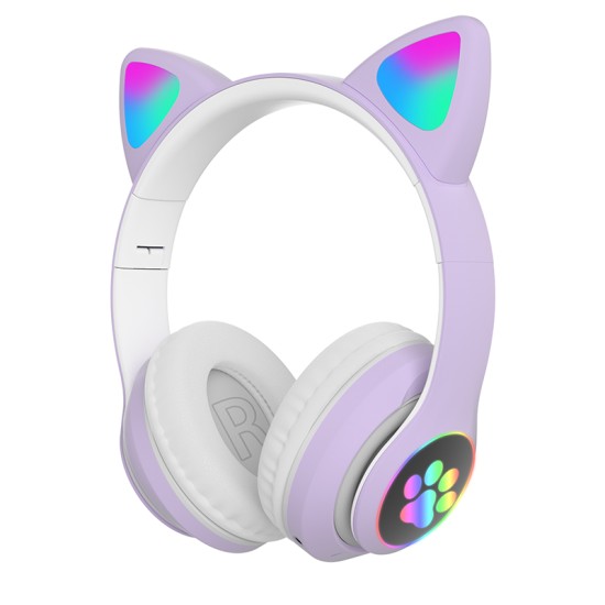 Children's Headphone Rgb Luminous Cartoon Animal Shape Bluetooth Headset Pink