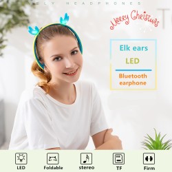 Creative LED Cartoon Luminous Elk Ear 5.0 Foldable In-ear Wireless Bluetooth Headset red