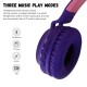 Cute Cat Ear Bluetooth 5.0 Headphones Foldable On-Ear Stereo Wireless Headset with Mic LED Light Support FM Radio/TF Card/Aux in for Smartphones PC Tablet  Pink