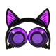 Cute Cat Ear Rechargeable Gaming Headset with LED Lights Colorful Over Ear Foldable Headphones with Mic for Cell Phone  purple