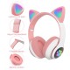 Cute Cat Ears Wireless Headphones with Mic Stereo Music Gaming Led RGB Bluetooth Headset Black