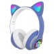 Cute Cat Ears Wireless Headphones with Mic Stereo Music Gaming Led RGB Bluetooth Headset Blue