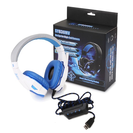 Gaming Headphone USB5.1 stereo game light headset Folding Headset for Gamer dark blue