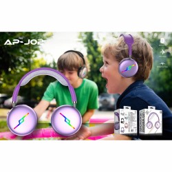 Head-mounted Bluetooth-compatible  Headset Stereo Low-latency Noise Cancelling Gaming Wireless Earphones With Breathing Light Purple