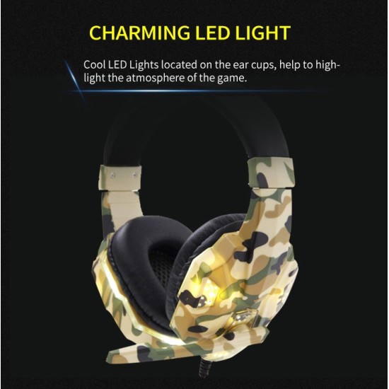 Headset Wired Earphone Gaming Headset USB Luminous Gamer Stereo Headphone Folding Headset gray