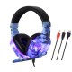 Headset Wired Earphone Gaming Headset USB Luminous Gamer Stereo Headphone Folding Headset yellow