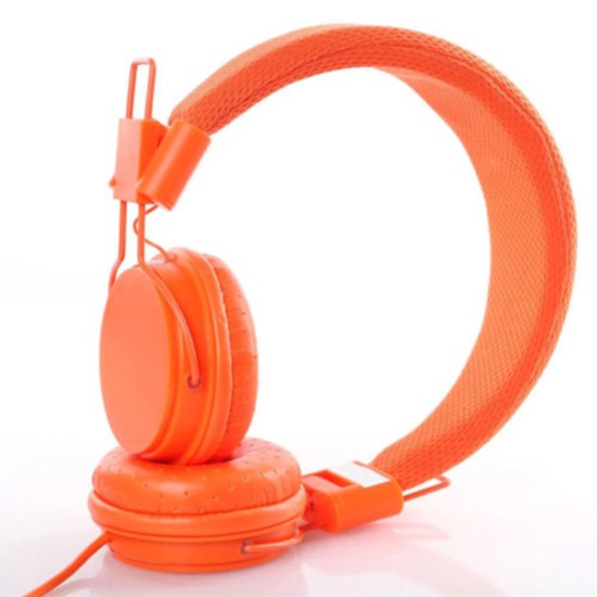 Kids Wired Ear Headphones Stylish Headband Earphones for iPad Tablet  Orange