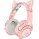 Onikuma K9 Gaming Headset RGB Cat Ear Led Light Head-mounted Wired Headphones with Retractable Rotating Microphone Pink